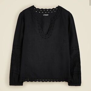 J. Crew Bungalow embroidered top in linen